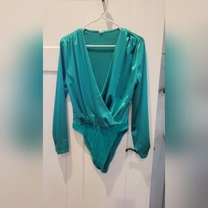 Shiny Teal Bodysuit
